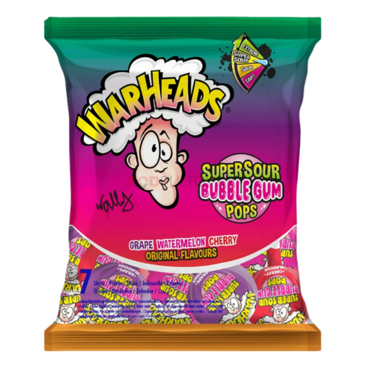 Warheads Bubble Gum Pops Assorted (22x105g)