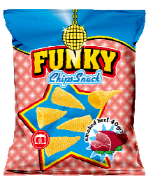 Funky Chips Snack Smoked Beef 40 g – herzhafte Chips mit rauchigem Rindfleischgeschmack, ideal für Kioske, Snackautomaten und den internationalen Snackgroßhande